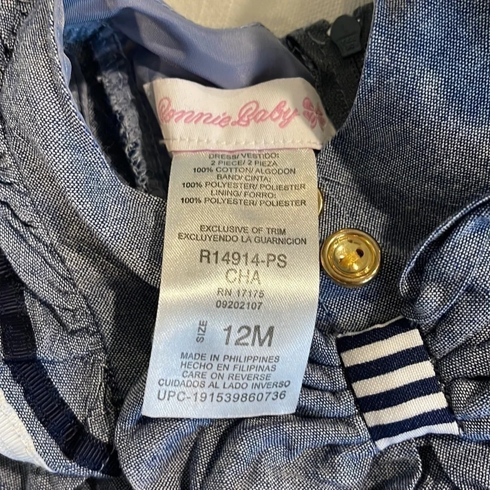 CUTE Chambray Blue And White Striped Dress 12M